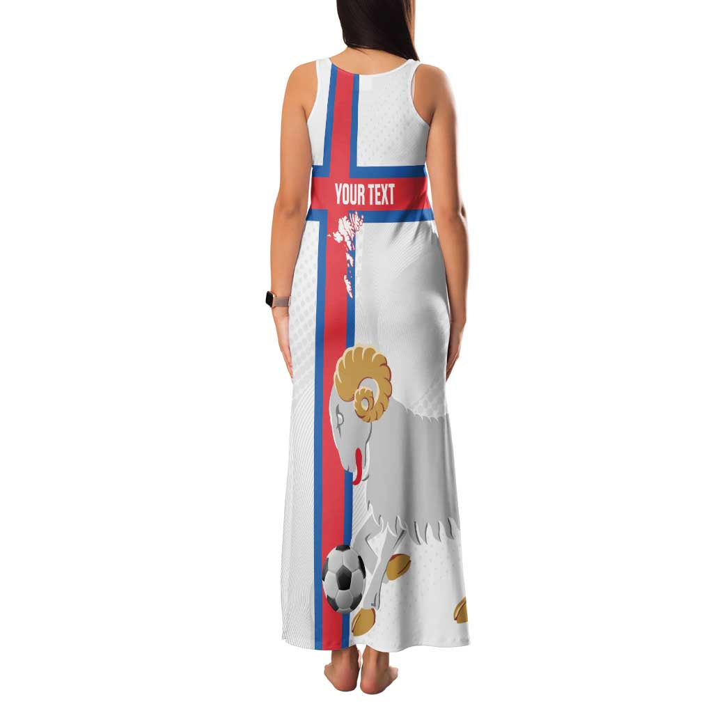 Custom Faroe Islands Football Family Matching Tank Maxi Dress and Hawaiian Shirt Coat Of Arms Flag Style