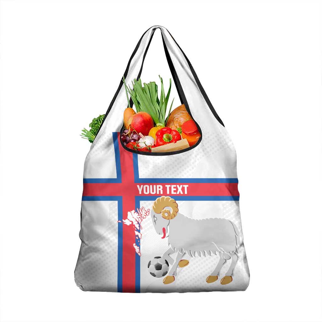 Custom Faroe Islands Football Grocery Bag Coat Of Arms Flag Style