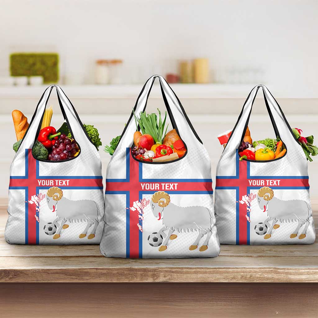 Custom Faroe Islands Football Grocery Bag Coat Of Arms Flag Style