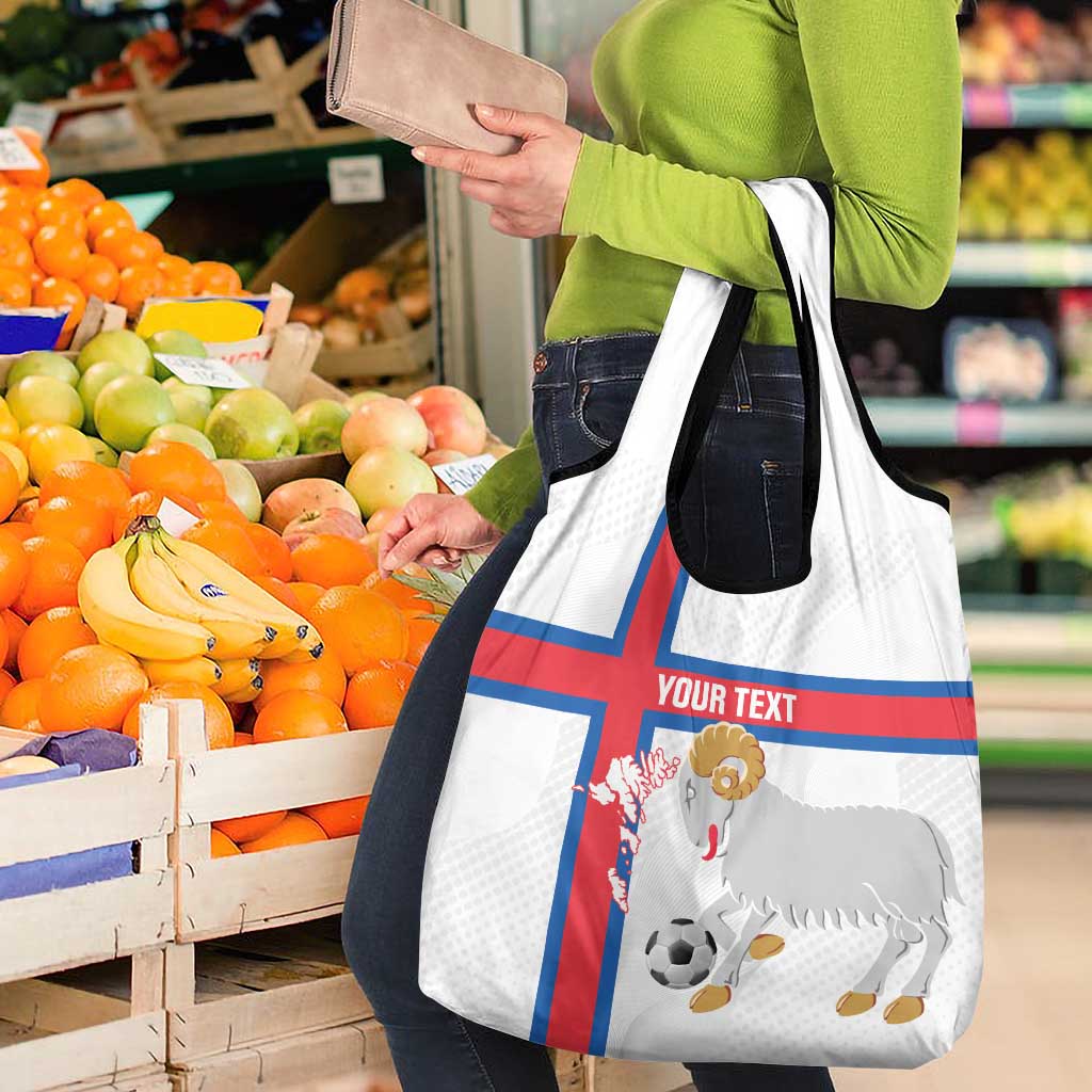 Custom Faroe Islands Football Grocery Bag Coat Of Arms Flag Style