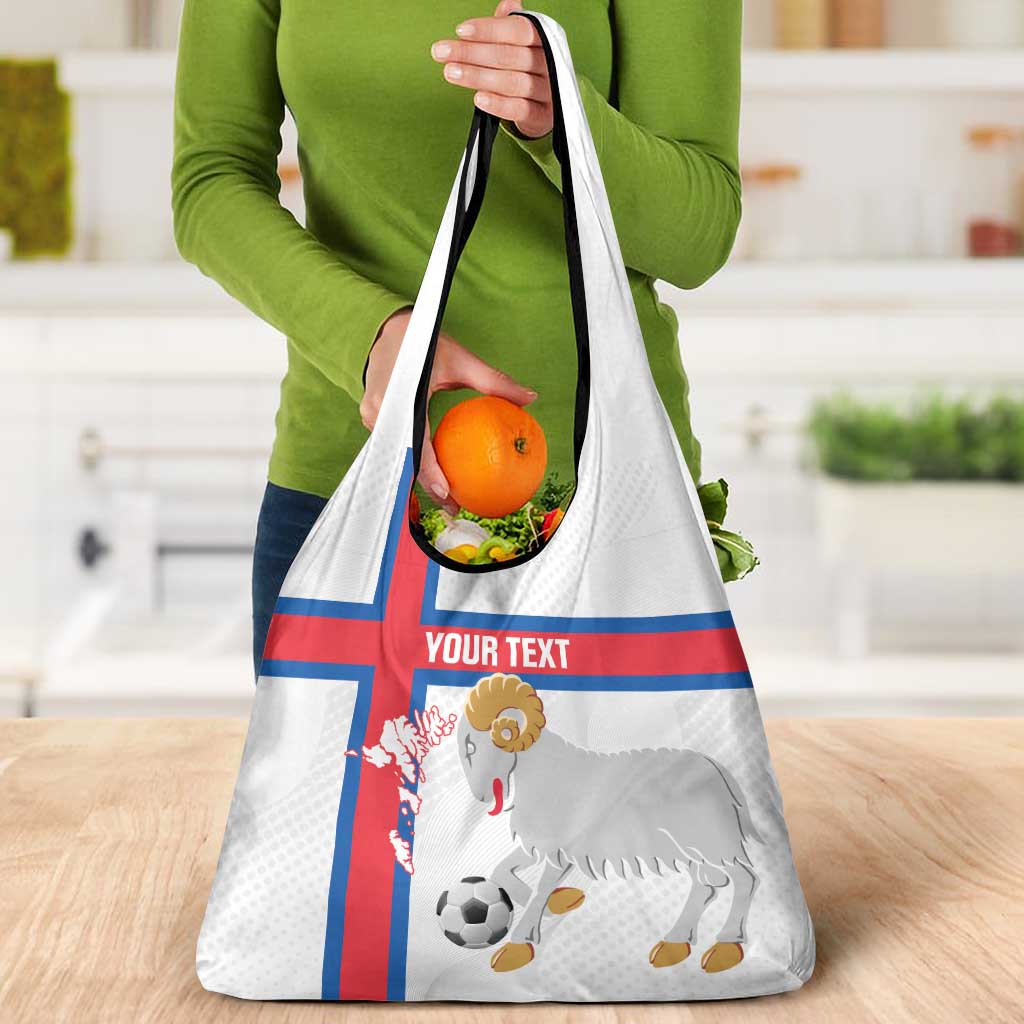Custom Faroe Islands Football Grocery Bag Coat Of Arms Flag Style