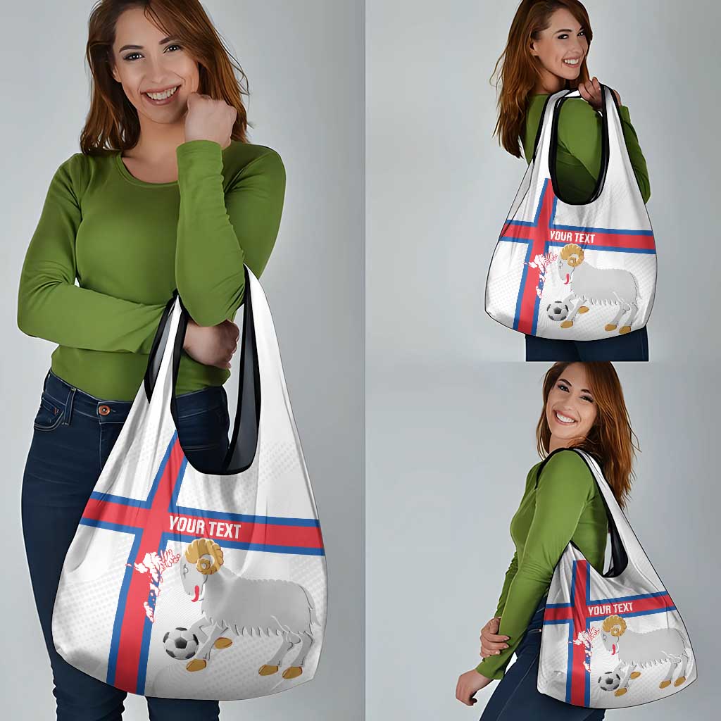 Custom Faroe Islands Football Grocery Bag Coat Of Arms Flag Style
