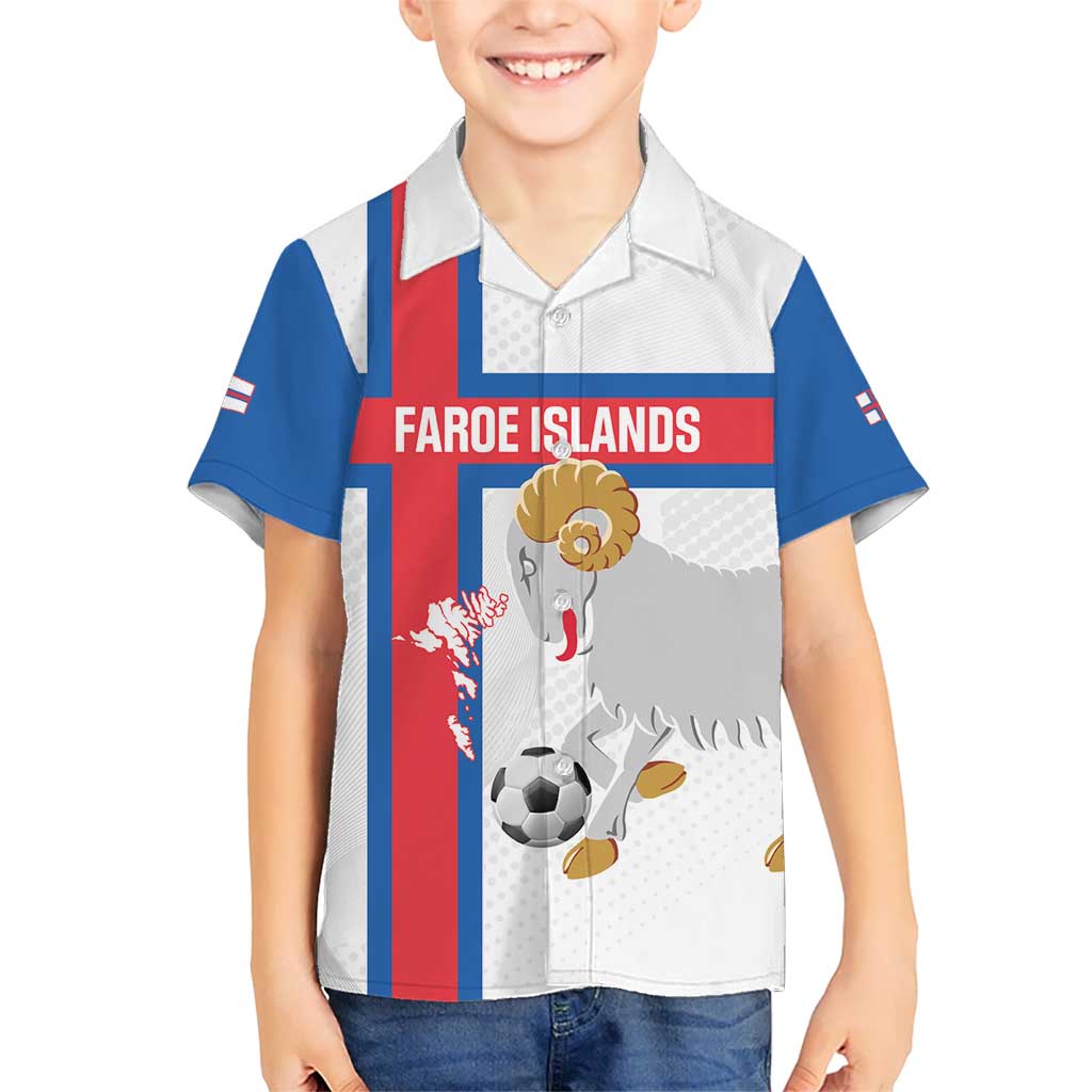 Custom Faroe Islands Football Hawaiian Shirt Coat Of Arms Flag Style
