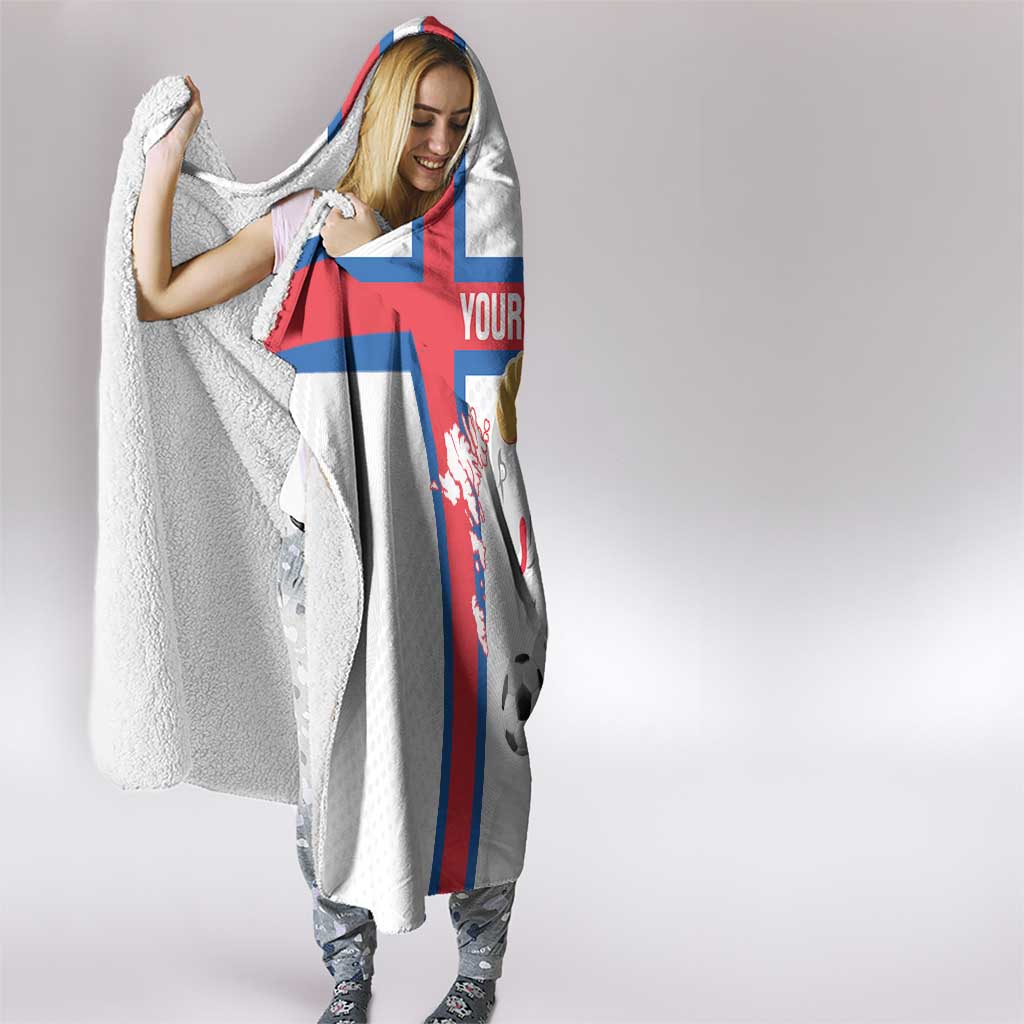 Custom Faroe Islands Football Hooded Blanket Coat Of Arms Flag Style