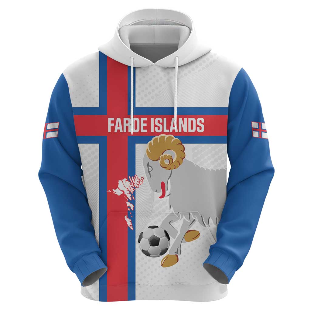 Custom Faroe Islands Football Hoodie Coat Of Arms Flag Style