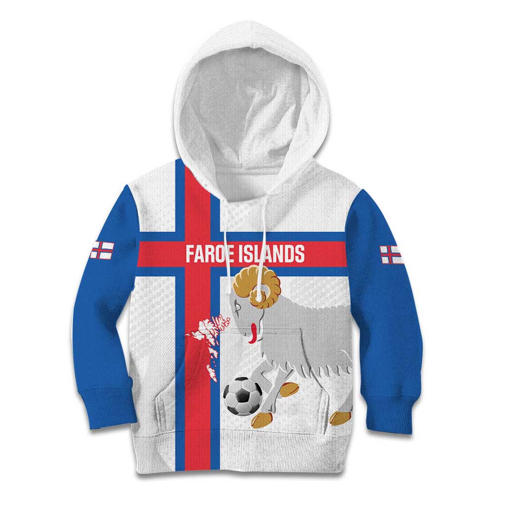 Custom Faroe Islands Football Kid Hoodie Coat Of Arms Flag Style