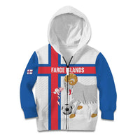 Custom Faroe Islands Football Kid Hoodie Coat Of Arms Flag Style