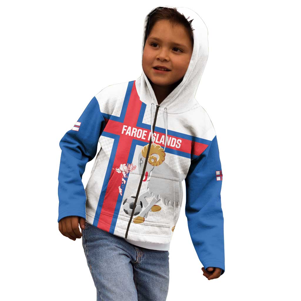 Custom Faroe Islands Football Kid Hoodie Coat Of Arms Flag Style
