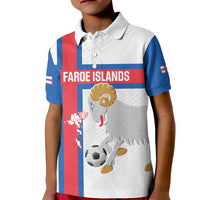 Custom Faroe Islands Football Kid Polo Shirt Coat Of Arms Flag Style