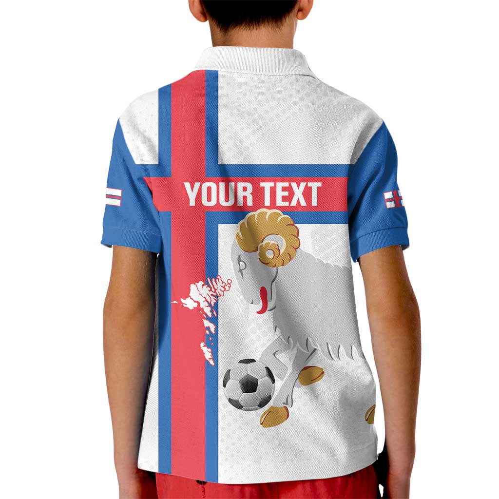 Custom Faroe Islands Football Kid Polo Shirt Coat Of Arms Flag Style