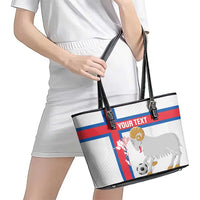 Custom Faroe Islands Football Leather Tote Bag Coat Of Arms Flag Style