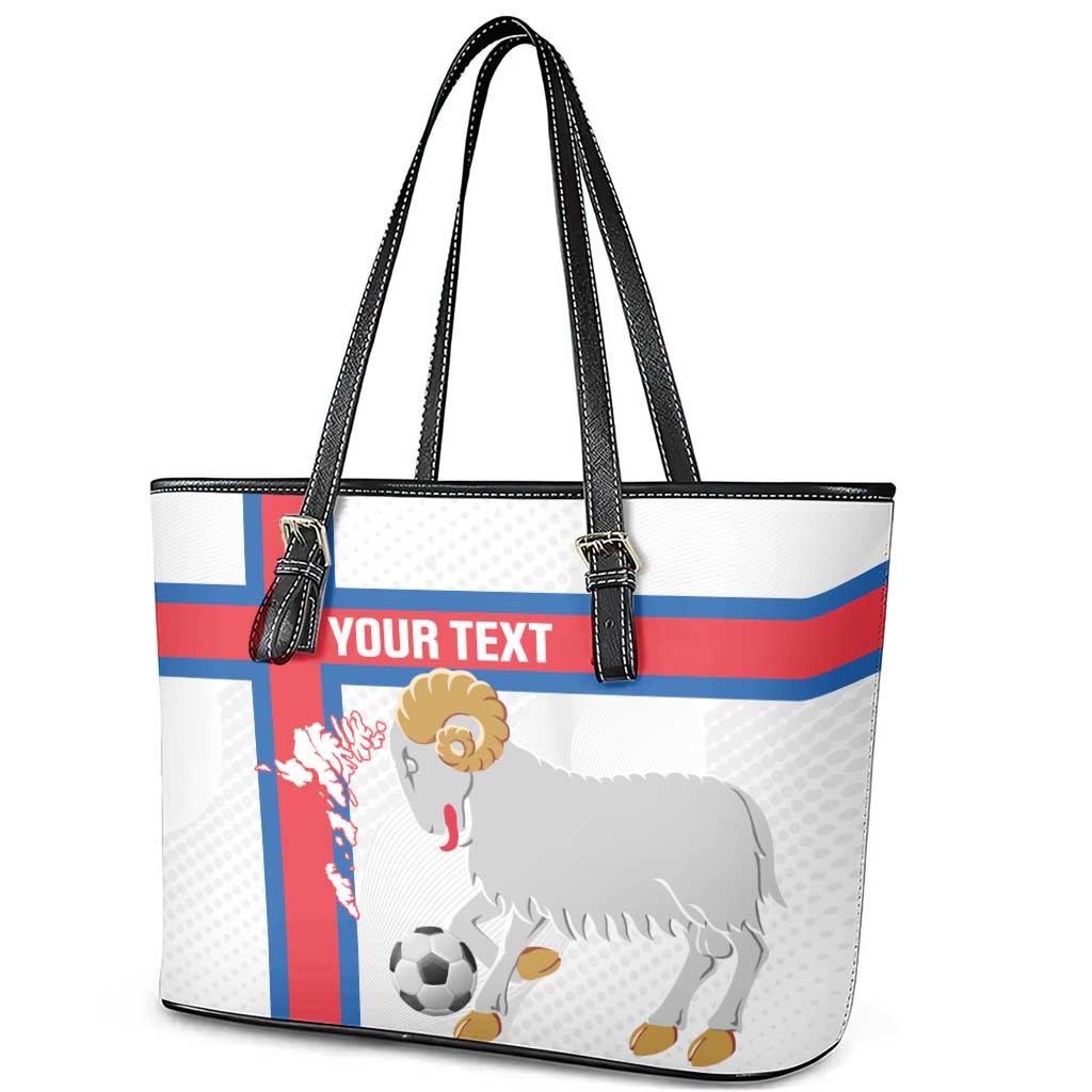 Custom Faroe Islands Football Leather Tote Bag Coat Of Arms Flag Style