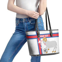 Custom Faroe Islands Football Leather Tote Bag Coat Of Arms Flag Style