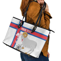 Custom Faroe Islands Football Leather Tote Bag Coat Of Arms Flag Style