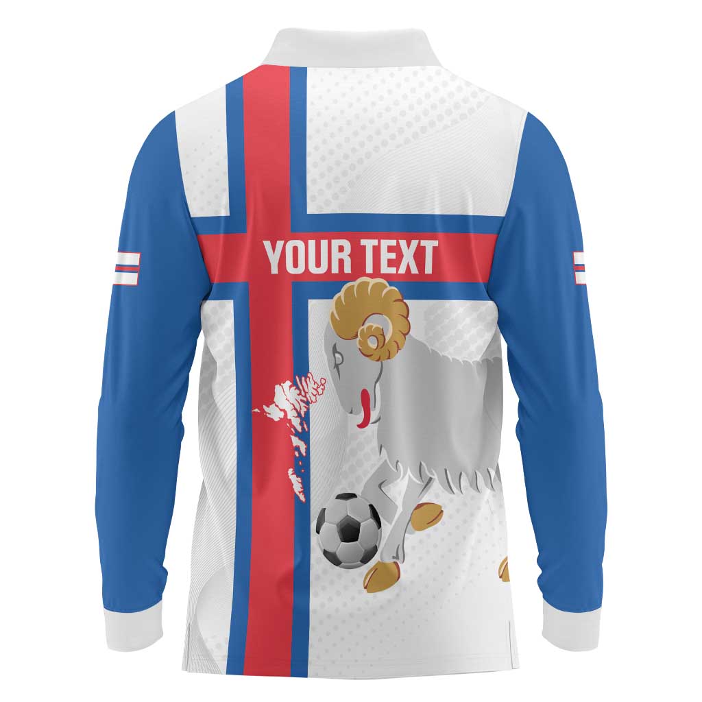 Custom Faroe Islands Football Long Sleeve Polo Shirt Coat Of Arms Flag Style