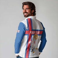 Custom Faroe Islands Football Long Sleeve Polo Shirt Coat Of Arms Flag Style