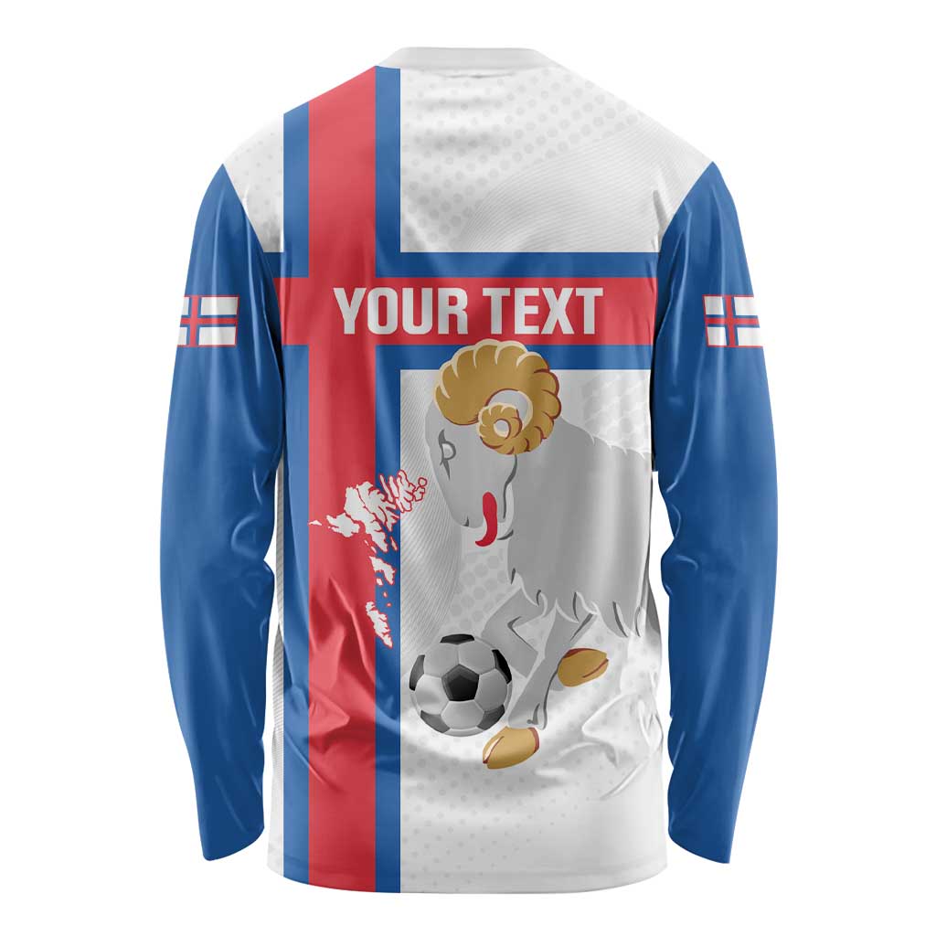 Custom Faroe Islands Football Long Sleeve Shirt Coat Of Arms Flag Style