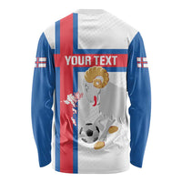 Custom Faroe Islands Football Long Sleeve Shirt Coat Of Arms Flag Style