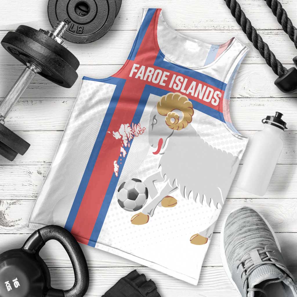Custom Faroe Islands Football Men Tank Top Coat Of Arms Flag Style