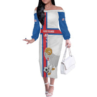 Custom Faroe Islands Football Off The Shoulder Long Sleeve Dress Coat Of Arms Flag Style