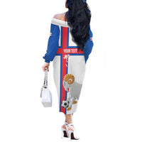 Custom Faroe Islands Football Off The Shoulder Long Sleeve Dress Coat Of Arms Flag Style