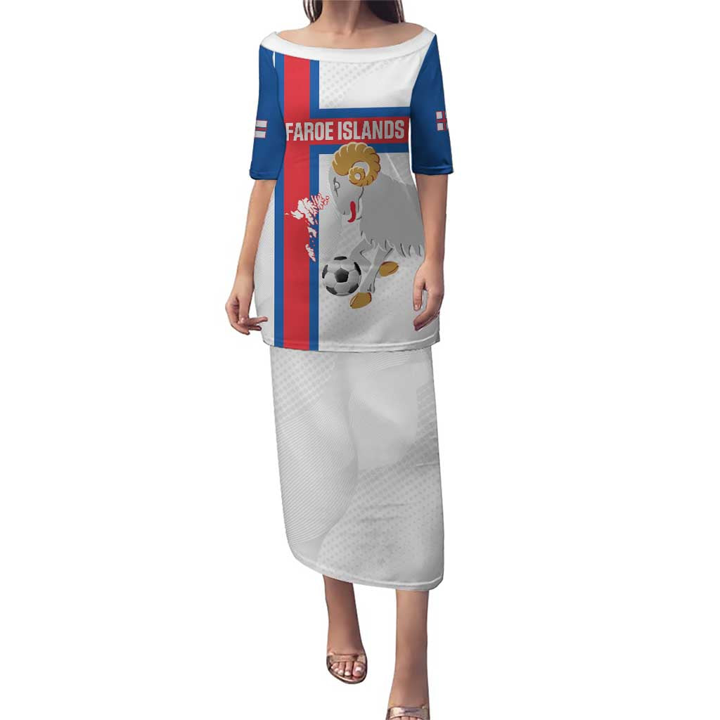 Custom Faroe Islands Football Puletasi Coat Of Arms Flag Style