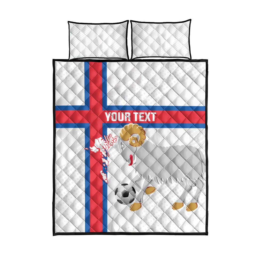 Custom Faroe Islands Football Quilt Bed Set Coat Of Arms Flag Style