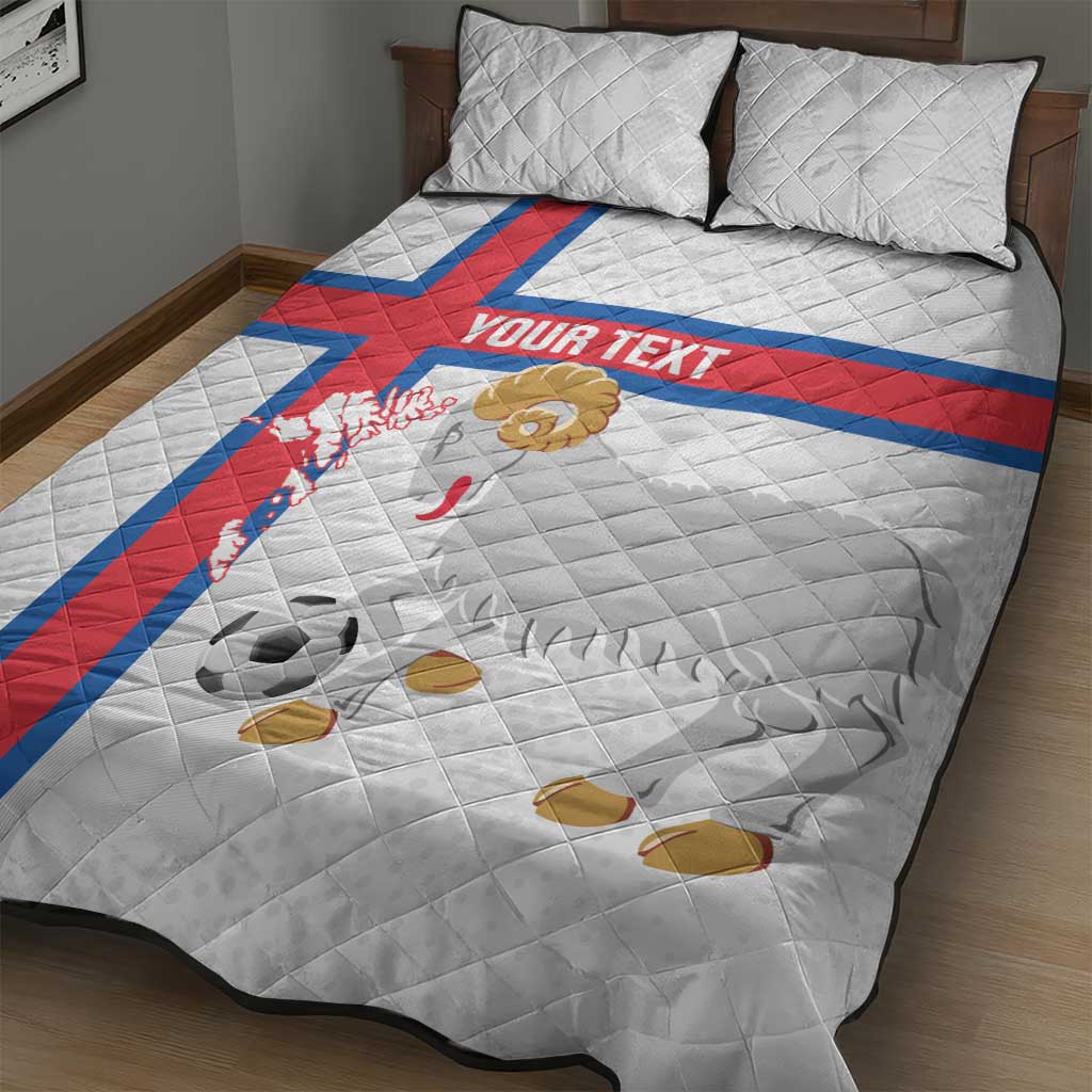 Custom Faroe Islands Football Quilt Bed Set Coat Of Arms Flag Style