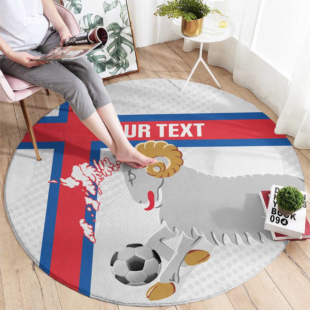 Custom Faroe Islands Football Round Carpet Coat Of Arms Flag Style