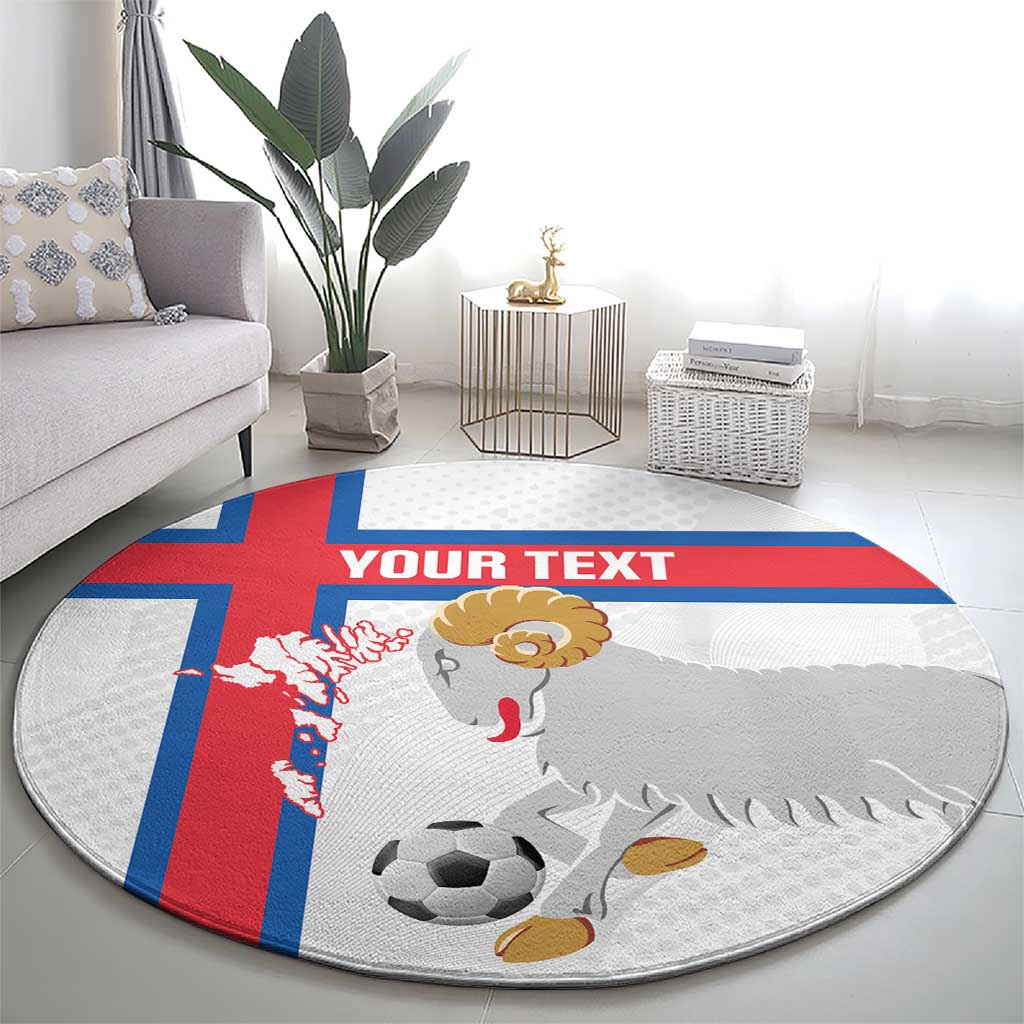 Custom Faroe Islands Football Round Carpet Coat Of Arms Flag Style