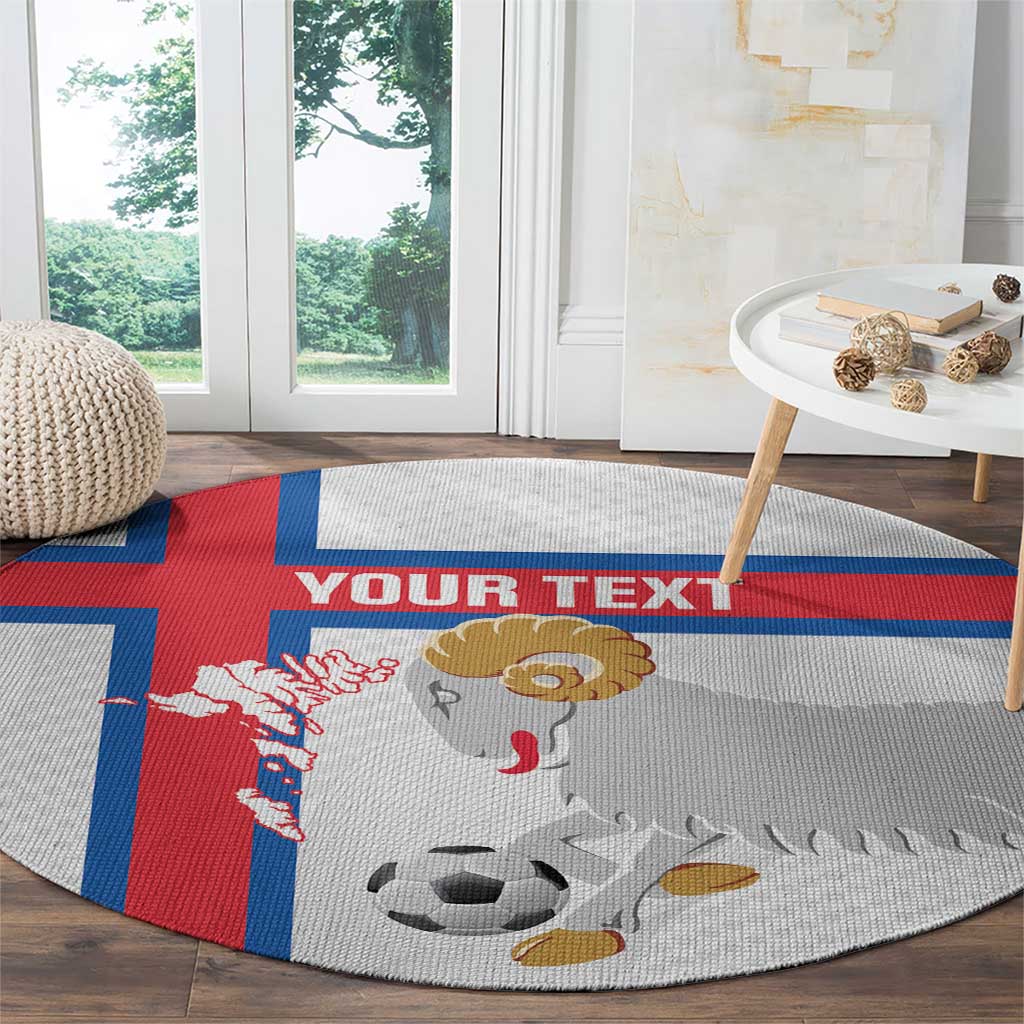 Custom Faroe Islands Football Round Carpet Coat Of Arms Flag Style