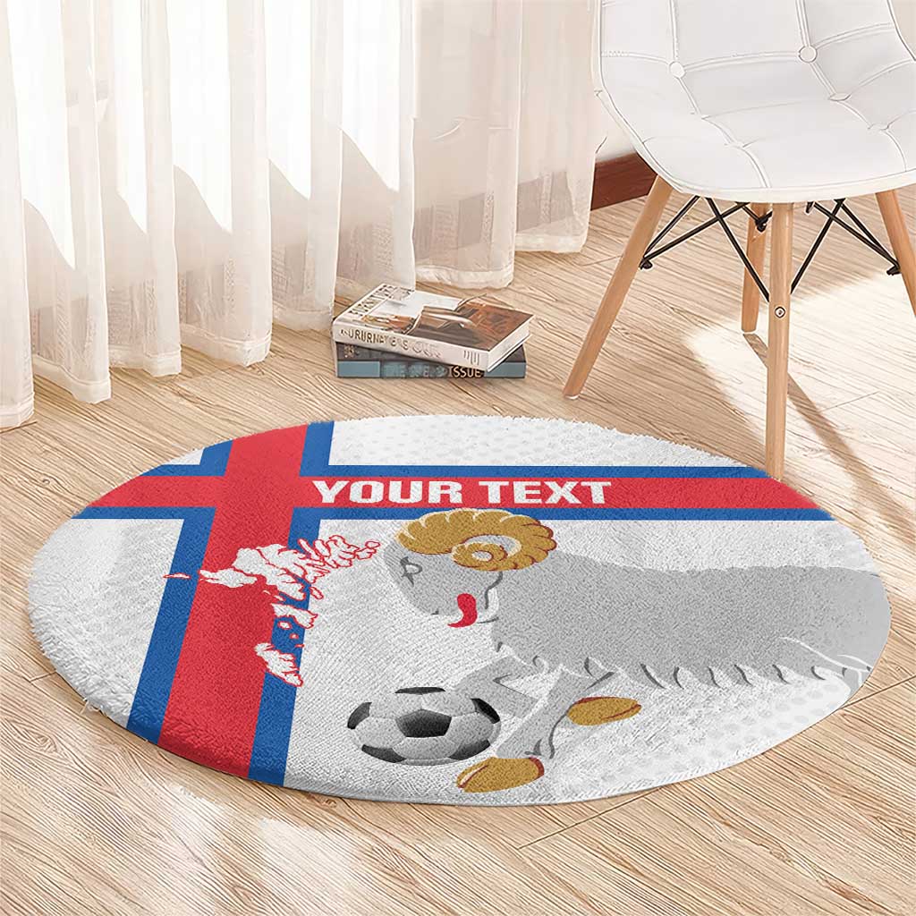 Custom Faroe Islands Football Round Carpet Coat Of Arms Flag Style