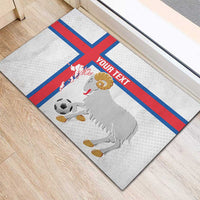 Custom Faroe Islands Football Rubber Doormat Coat Of Arms Flag Style