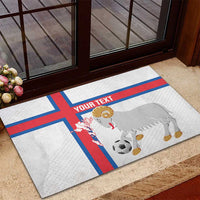 Custom Faroe Islands Football Rubber Doormat Coat Of Arms Flag Style