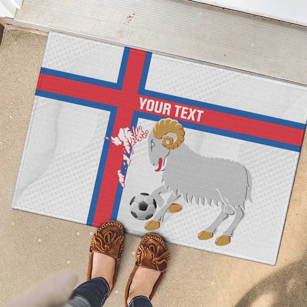 Custom Faroe Islands Football Rubber Doormat Coat Of Arms Flag Style