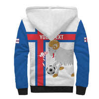 Custom Faroe Islands Football Sherpa Hoodie Coat Of Arms Flag Style