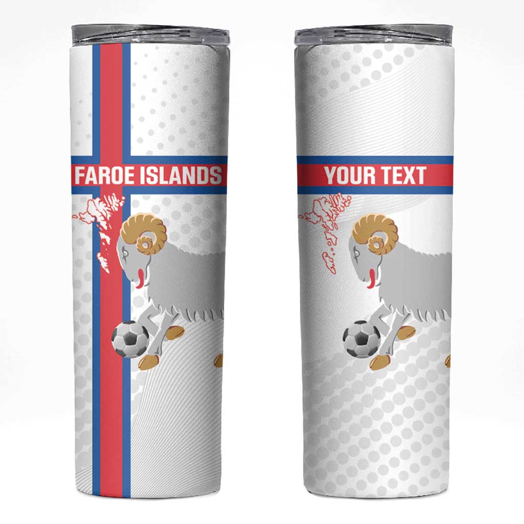 Custom Faroe Islands Football Skinny Tumbler Coat Of Arms Flag Style