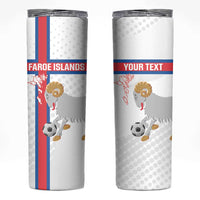 Custom Faroe Islands Football Skinny Tumbler Coat Of Arms Flag Style