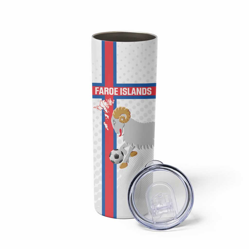 Custom Faroe Islands Football Skinny Tumbler Coat Of Arms Flag Style
