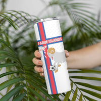 Custom Faroe Islands Football Skinny Tumbler Coat Of Arms Flag Style