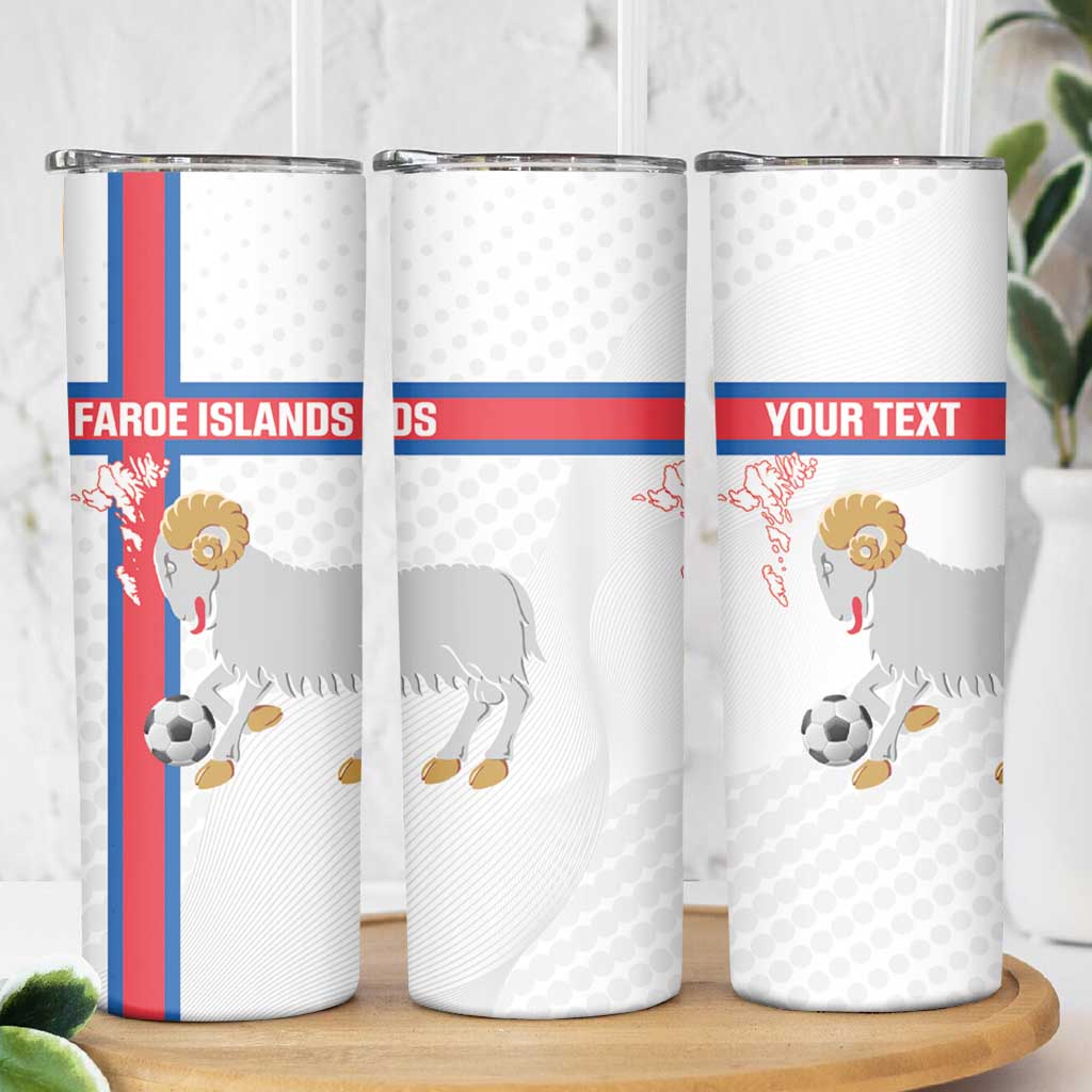 Custom Faroe Islands Football Skinny Tumbler Coat Of Arms Flag Style