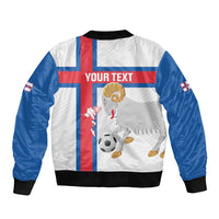 Custom Faroe Islands Football Sleeve Zip Bomber Jacket Coat Of Arms Flag Style