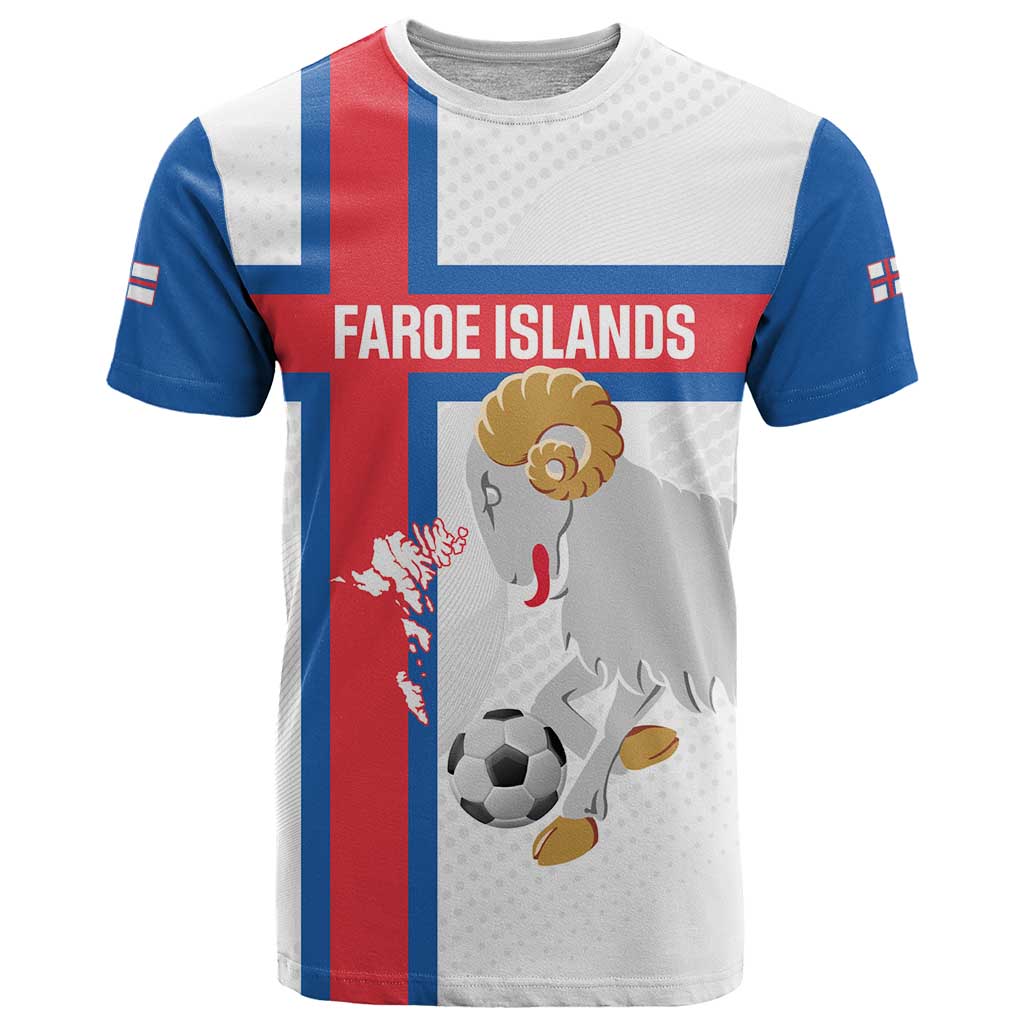 Custom Faroe Islands Football T Shirt Coat Of Arms Flag Style