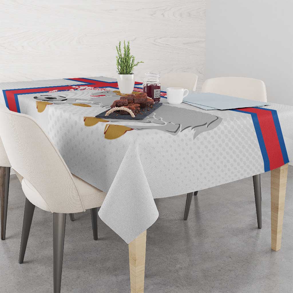 Custom Faroe Islands Football Tablecloth Coat Of Arms Flag Style