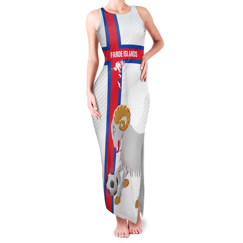 Custom Faroe Islands Football Tank Maxi Dress Coat Of Arms Flag Style