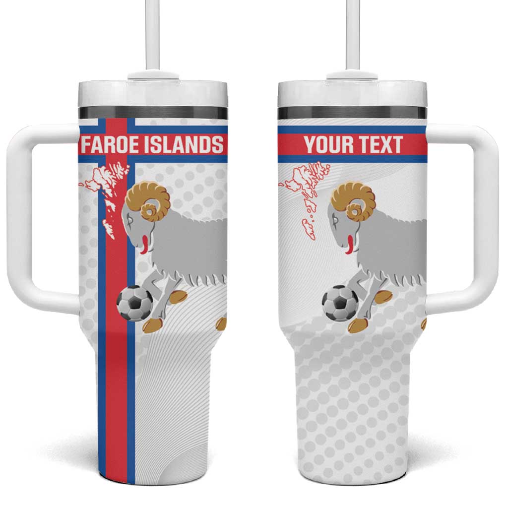 Custom Faroe Islands Football Tumbler With Handle Coat Of Arms Flag Style