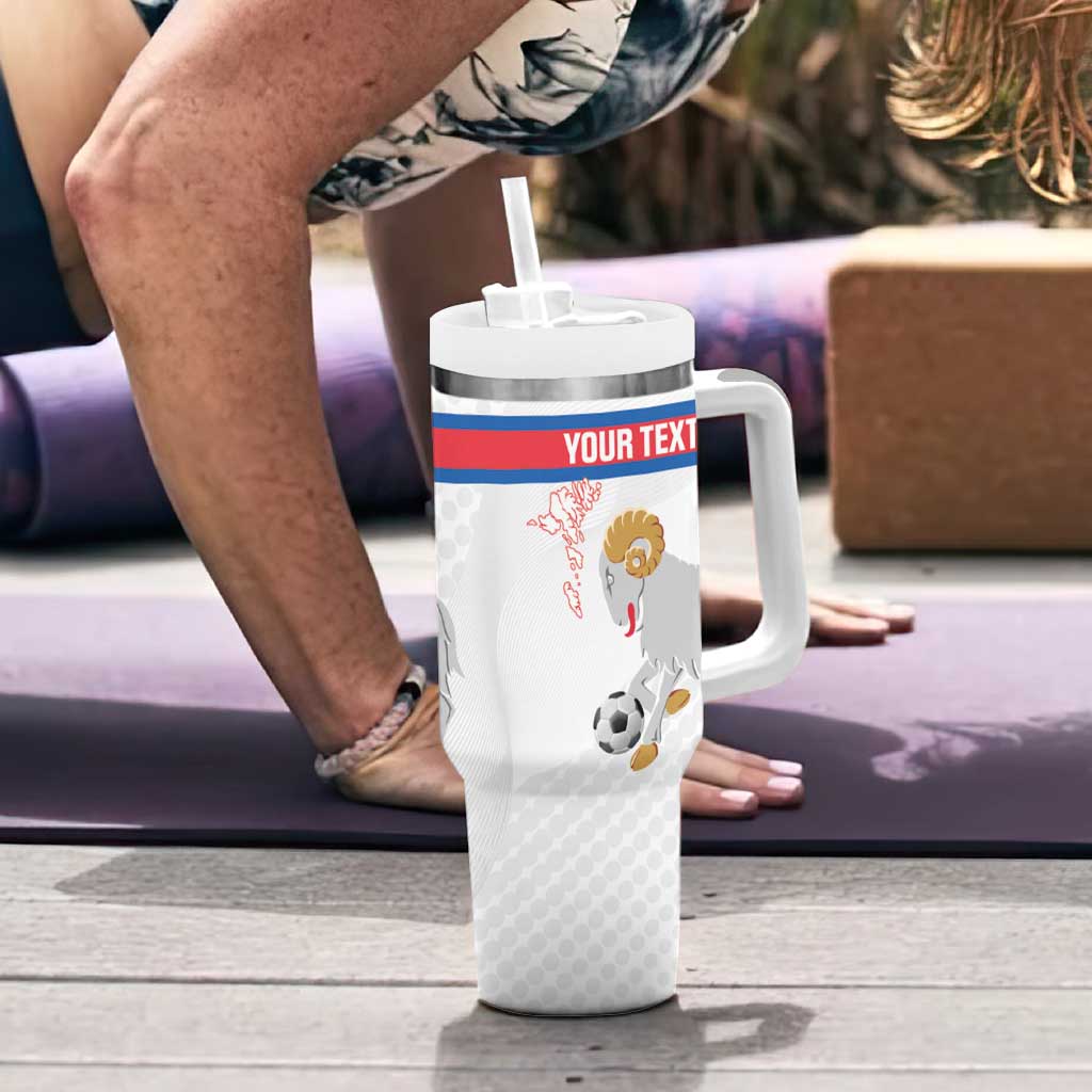 Custom Faroe Islands Football Tumbler With Handle Coat Of Arms Flag Style
