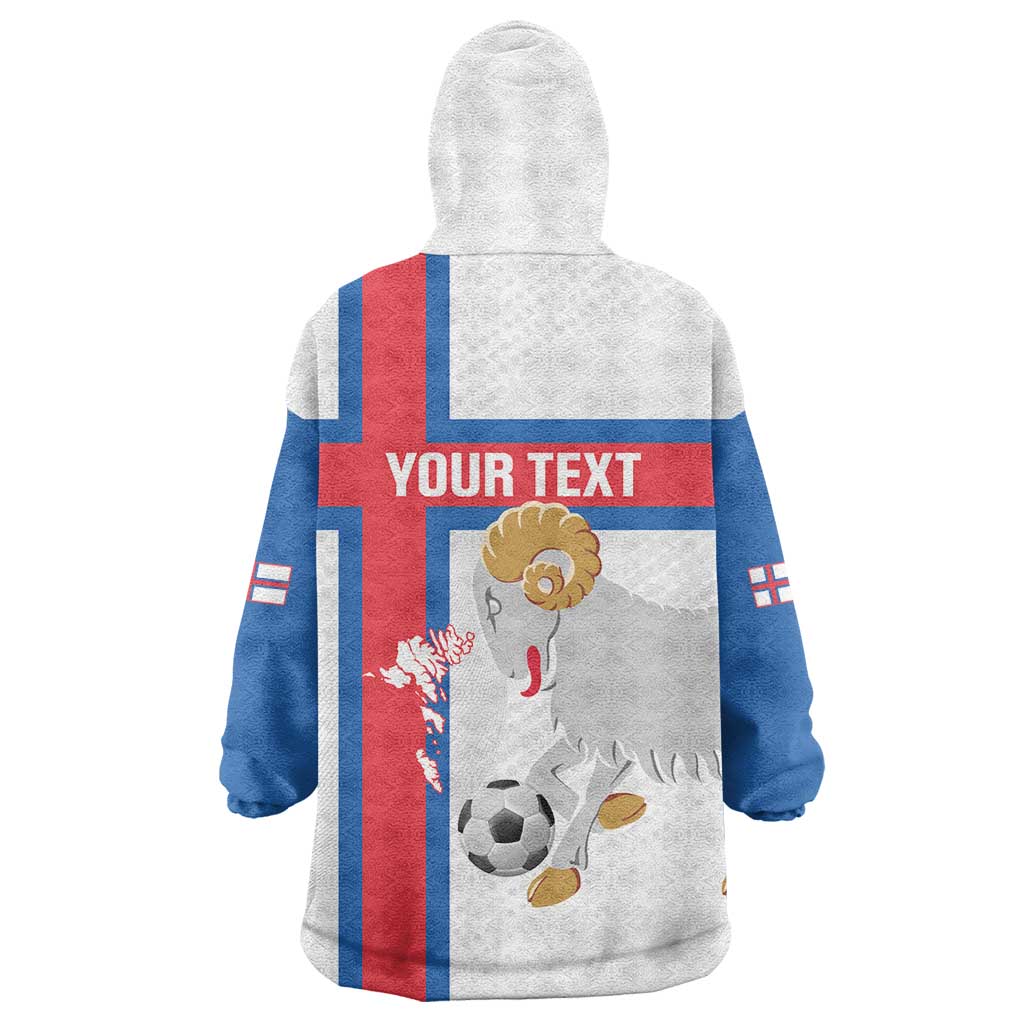 Custom Faroe Islands Football Wearable Blanket Hoodie Coat Of Arms Flag Style