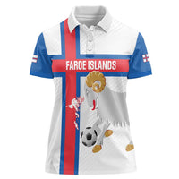 Custom Faroe Islands Football Women Polo Shirt Coat Of Arms Flag Style