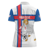 Custom Faroe Islands Football Women Polo Shirt Coat Of Arms Flag Style
